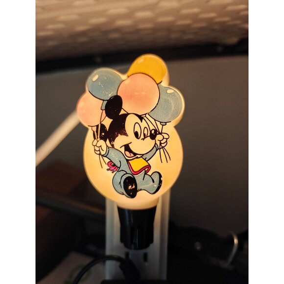 Vintage Disney Mickey Mouse Night Light Baby Mickey With Balloons - Picture 2 of 6